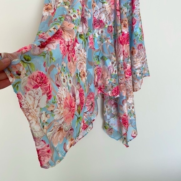 KENSIE Barbie Ruffled Floral Chiffon Midi Asymmetrical Dress 6 or 8 - Picture 7 of 11